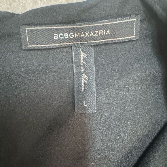 GUC BCBGMaxAzria Women's Black Faux Suede Sleeveless Mini Dress Size L - Picture 4 of 4